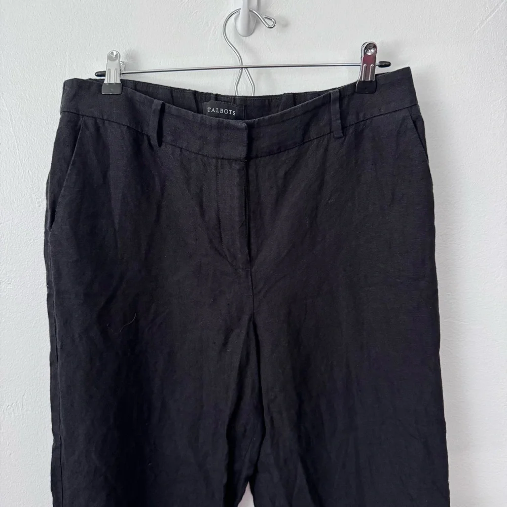 Talbots black wide leg linen pant Size 10